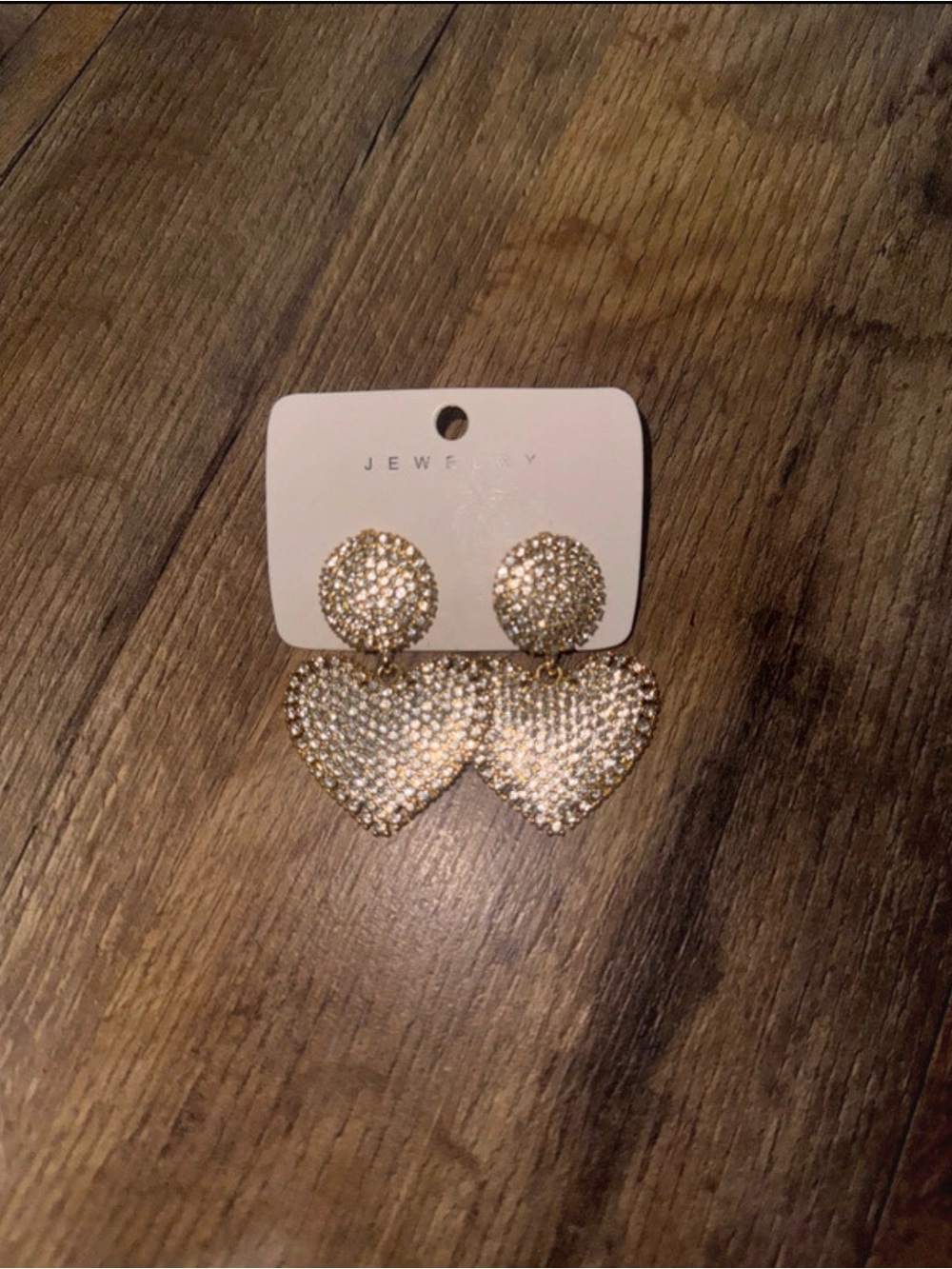 Gold Crystal Heart Drop Earrings - Women Jewelry